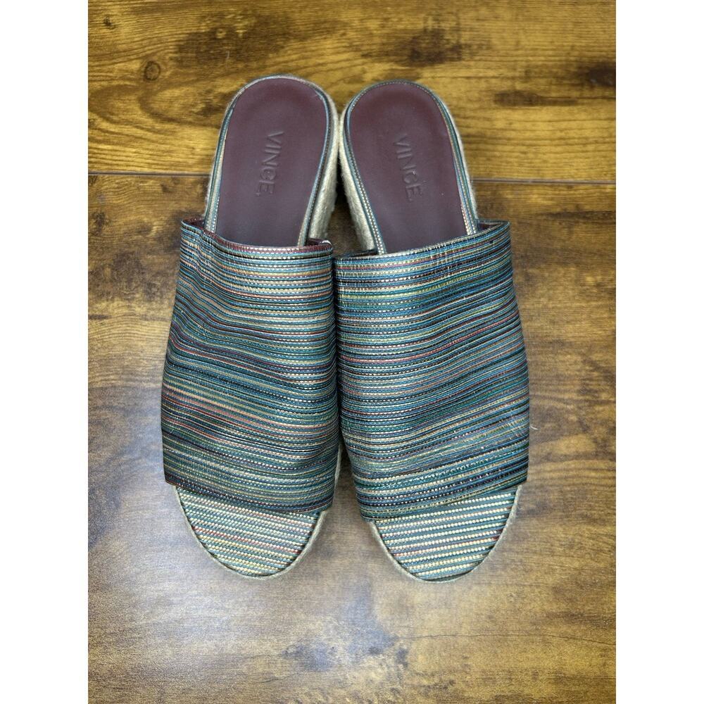 Vince Solana Striped Espadrille‎ Mule Sandal Size 7.5